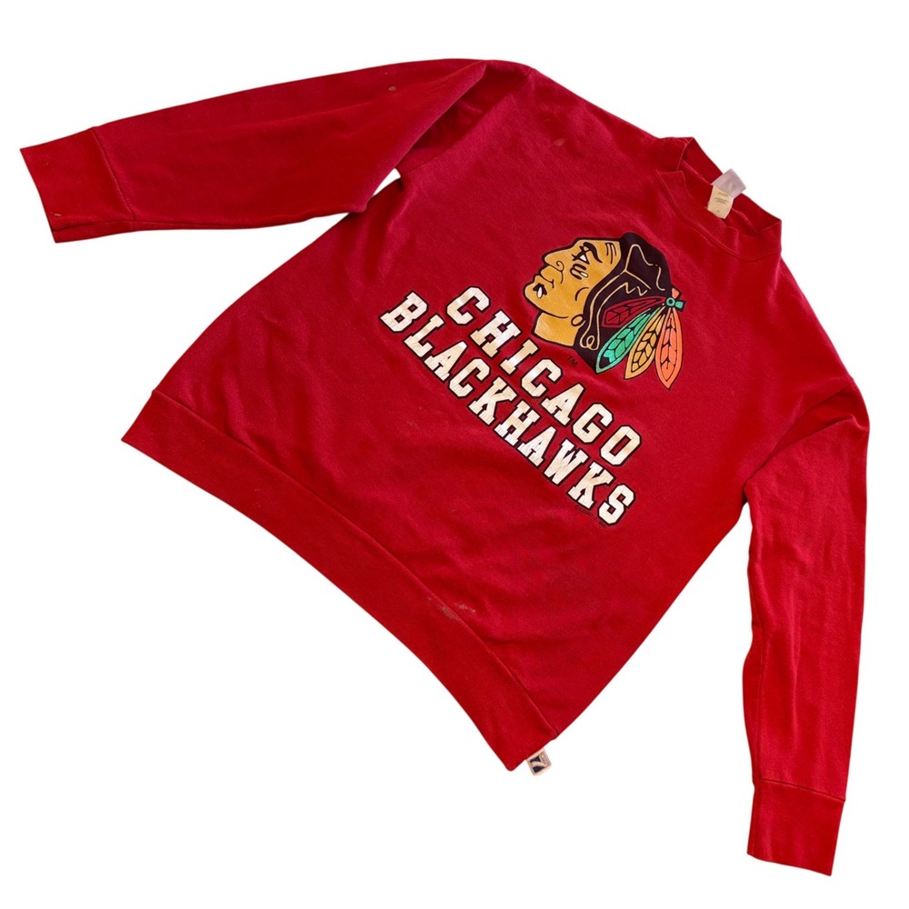 Vintage Chicago Blackhawks Logo‎ 7 Sweatshirt Red NHL 90s USA XL